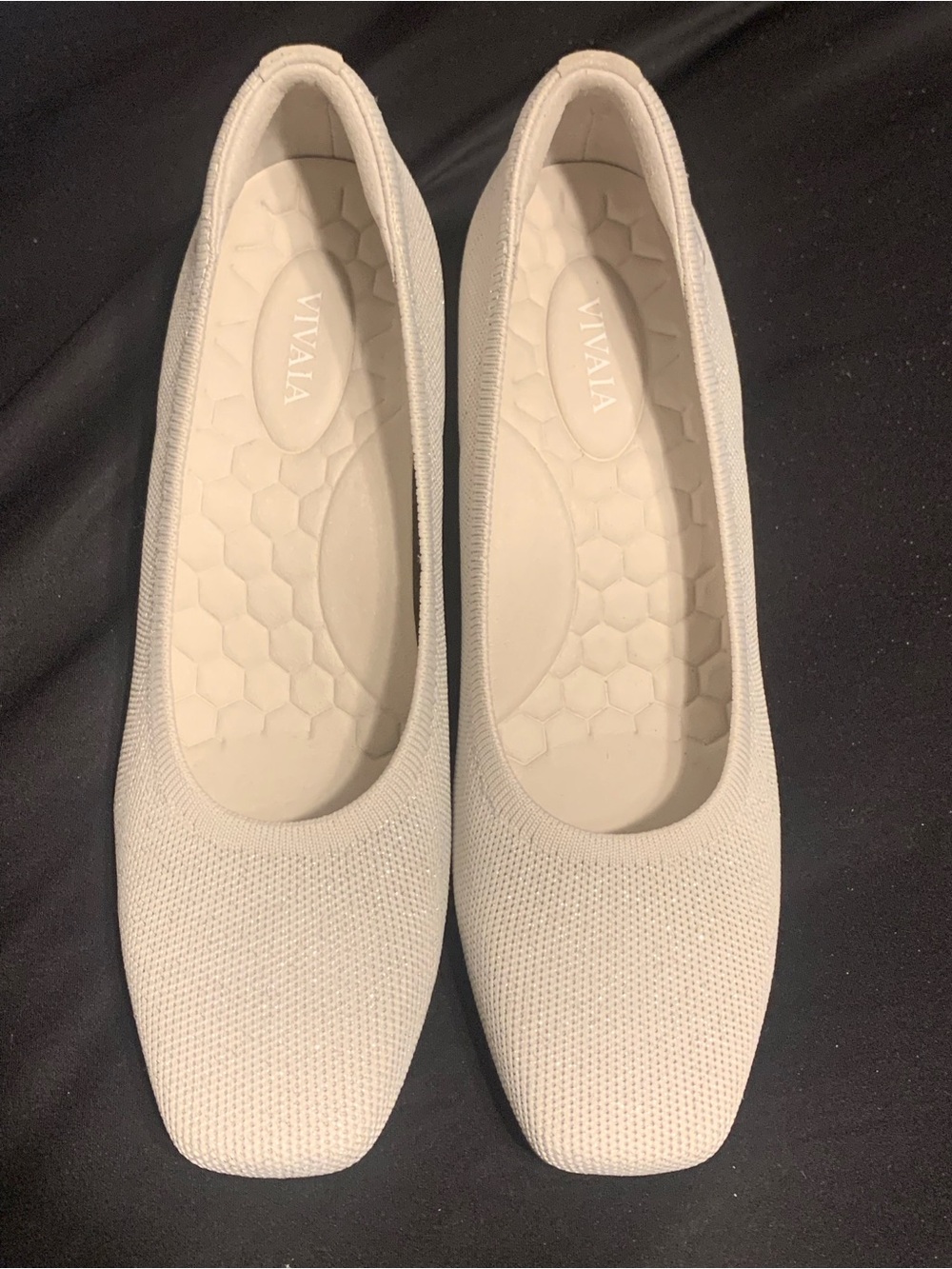 Vivaia Women's Silver Sparkle Knit Square-Toe Heels Pumps Holiday Wedding Size 7